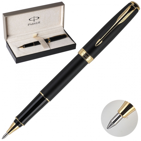 Ручка роллер, подарочная, F (fine) 0,8мм Matte Black GT Sonnet Parker S0817970