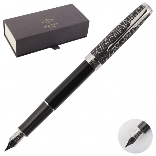 Ручка подарочная, F (fine) 0,8 мм, цвет корпуса черный Challenge Black Chrome Trim CT Sonnet Parker 2054822