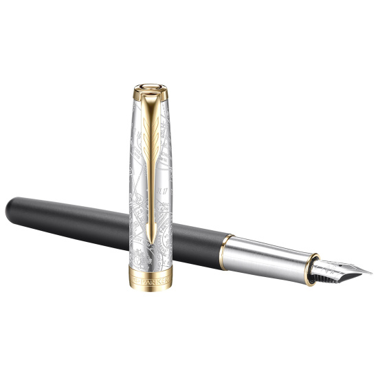 Ручка подарочная, F (fine) 0,8 мм, цвет корпуса черный Reflection Black with Gold Trim GT Sonnet Parker 2054834