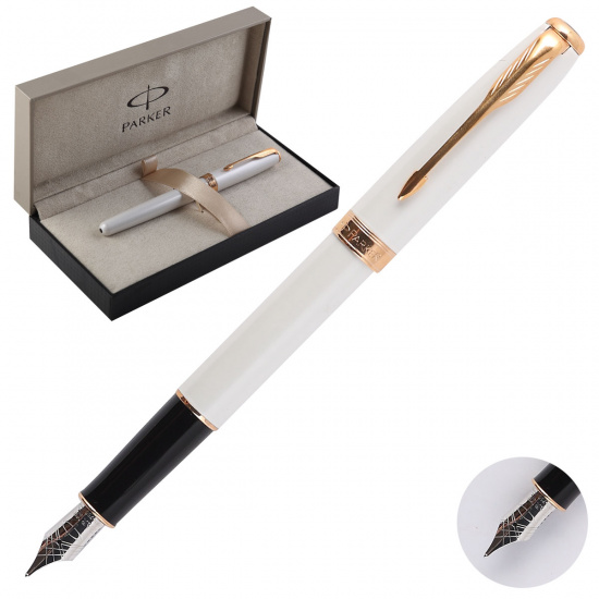 Ручка перьевая PARKER Sonnet Pearl Lacquer PTG (жемч лак) корпус латунь/позолота S0947360 