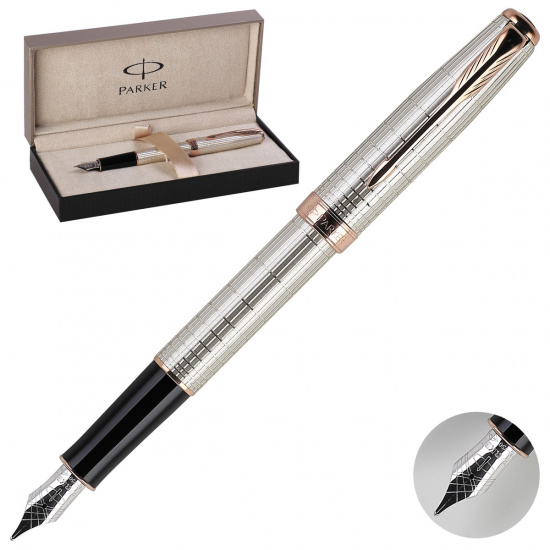Ручка подарочная, F (fine) 0,8мм, цвет корпуса серебро Silver Very Premium Feminine Sonnet Parker 815502