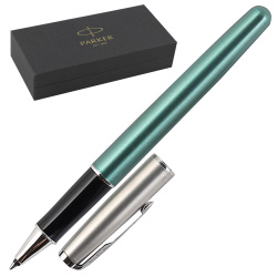 Ручка роллер, подарочная, F (fine) 0,7 мм, цвет корпуса зеленый Sand Blasted Metal&Green Lacquer Sonnet Parker 2169364
