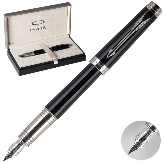Ручка подарочная, F (fine) 0,8мм, цвет корпуса черный Black ST F Premier Parker S0887850