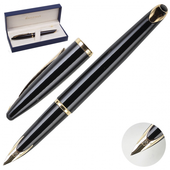 Ручка подарочная, F (fine) 0,8 мм, цвет корпуса черный Black Sea GT FP F Carene Waterman S0700300
