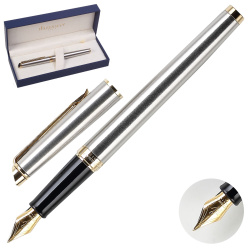 Ручка Waterman Hemisphere Stainless Steel GT FP F перо корп латунь/позолота S0920310 син