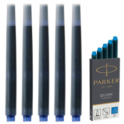 Картридж длина 75 мм, 5 шт, смываемые чернила, цвет чернил синий Parker 1950383