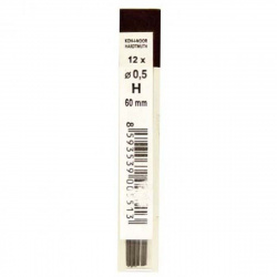 Грифель для механических карандашей, диаметр грифеля 0,5мм, H, 12шт, пластиковый тубус Koh-i-noor Toison 4152-H