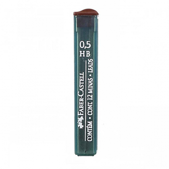 Грифель для механических карандашей, диаметр грифеля 0,5 мм, HB, 12 шт, пластиковый тубус Faber-Castell 521500
