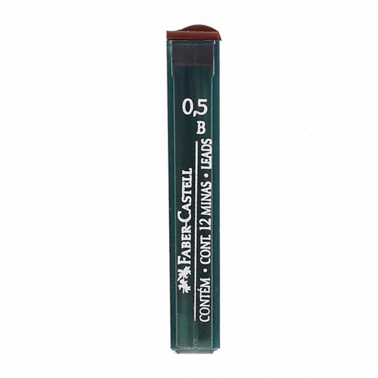 Грифель для механических карандашей, диаметр грифеля 0,5 мм, B, 12 шт, пластиковый тубус Faber-Castell Polymer 521501