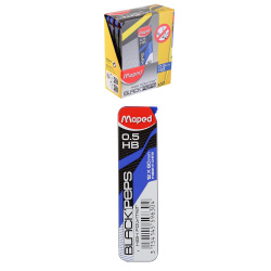 Грифель, диаметр грифеля 0,5 мм, HB, 12 шт, пластиковый тубус, Maped, Black pep's, 559630