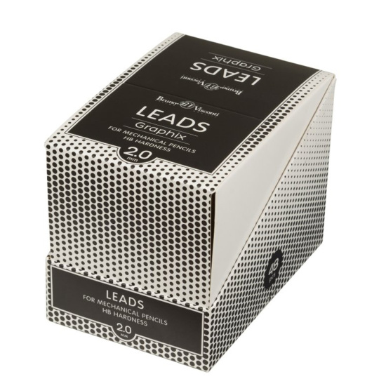 Грифель, для механических карандашей, диаметр грифеля 2,0 мм, HB, 5 шт, пластиковый тубус, BrunoVisconti, Graphix, 21-0043