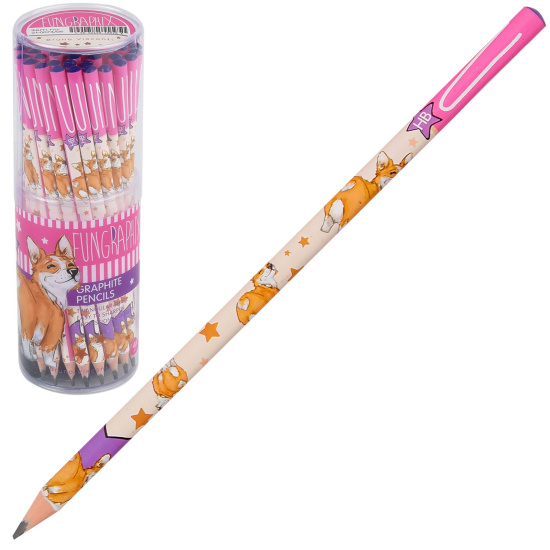 Карандаш, HB, пластик, трехгранный, BrunoVisconti, Fun, Корги, 21-0073/05