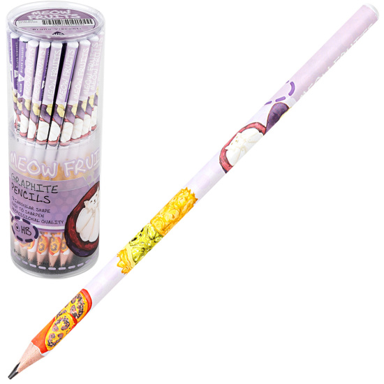 Карандаш, HB, дерево, трехгранный, BrunoVisconti, Meow fruits, 21-0030/88