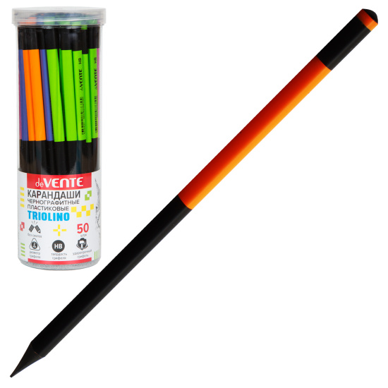 Карандаш, HB, пластик, трехгранный, 4 вида, deVENTE, Triolino, 5031421