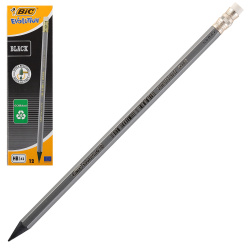 Карандаш НВ пласт черн заточ с ласт Bic Evolution Black шестигран 918484 к/к