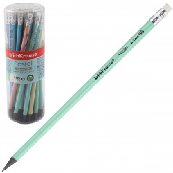 Карандаш, HB, пластик черный, круглый, 6 видов, Erich Krause, Pastel, 55272