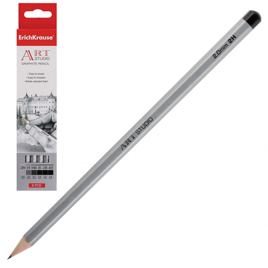 Набор карандашей 6шт ART-Studio ЕК 32869 (Т, М, ТМ, 2Т, 2М, 4М) заточ к/к