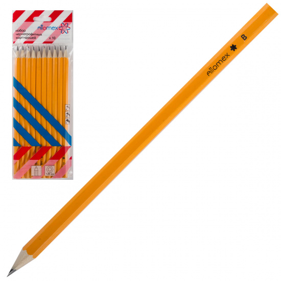 Набор карандашей 10шт Attomex 2B-2H 5030401 2-Т,2Т,ТМ,2-М,2М заточ бл/уп