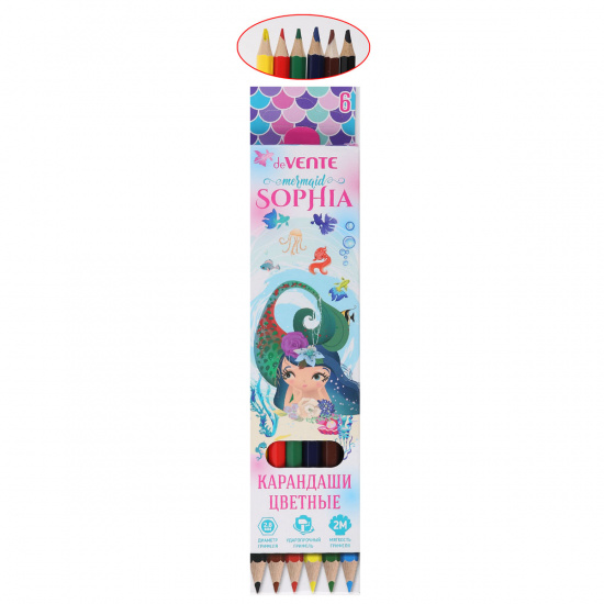 Карандаши цветные 6цв deVENTE Mermaid Sophia шестигранные 5021000 европодвес картонная коробка