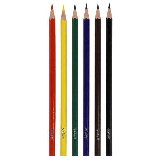 Карандаши цветные, 6 цветов, пластик, шестигранный, Creativiki, ЦКП06КР