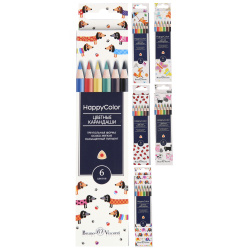 Карандаши 6цв HappyColor трехгран 30-0051 ассорти европодв к/к