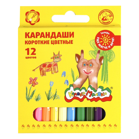Карандаши цветные, 12 цветов, дерево, шестигранный, Каляка-Маляка ...