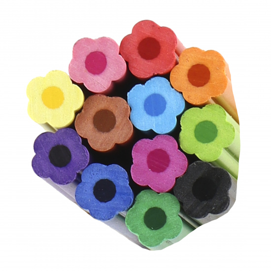 Карандаши цветные 12 цветов, пластик, фигурный, точилка Цветочки Каляка-Маляка КПКМ12-Ц