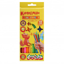 Карандаши цветные 12 цветов, пластик, трехгранный Салют Каляка-Маляка КТКМ12-С