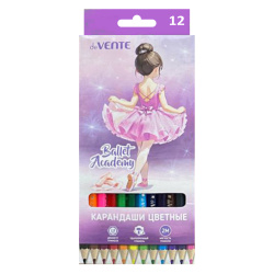 Карандаши цветные, 12 цветов, дерево, шестигранный, Ballet Academy, deVENTE, 5022535
