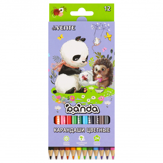 Карандаши цветные 12 цветов, дерево, шестигранный Panda deVENTE 5022208