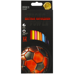 Карандаши цветные 12цв КОКОС ERGO First Football Power трехгранные 210702 европодвес картонная коробка