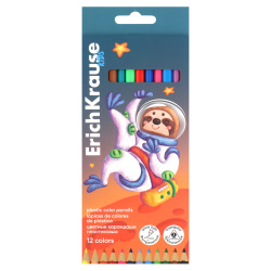 Карандаши цветные 12 цветов, пластик, трехгранный Kids Space Animals Erich Krause 61782
