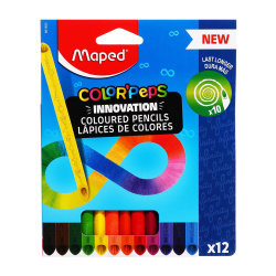 Карандаши цветные 12 цветов, цельный грифель, трехгранный Color'peps infinity Maped 861600