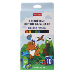 Карандаши цветные, 12 цветов, дерево, шестигранный, утолщенные, точилка, Диносад, Jumbo, Hatber, CS_091772