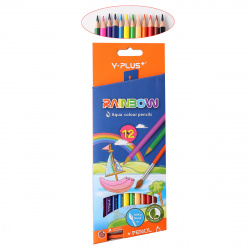 Карандаши 12цв акварел Y-Plus Rainbow+кисточка+точил трехгран DPX1302 европодв к/к