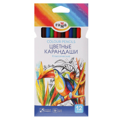 Карандаши цветные, 12 цветов, дерево, шестигранный, Классические, Гамма, 050918_02_02