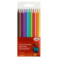 Карандаши цветные, 12 цветов, пластик, шестигранный, Мультики, Гамма, 251220211