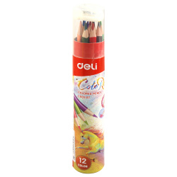 Карандаши 12цв Deli ColoRun+точилка трехгран EC00307 туба