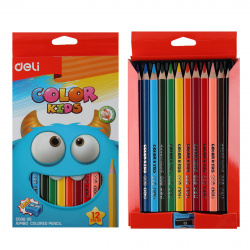 Карандаши 12цв Deli Color Kids Jumbo точилка трехгран толст EC00600 европодв к/к