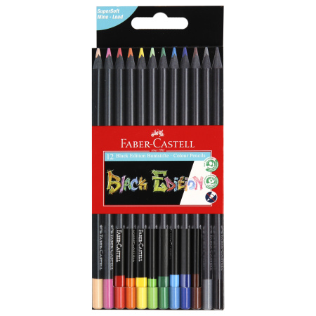 Карандаши цветные 12цв Faber-Castell Black Edition трехгранные 116412 ...
