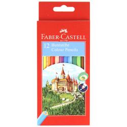 Карандаши цветные 12 цветов, дерево, шестигранный, точилка Замок Faber-Castell 120112
