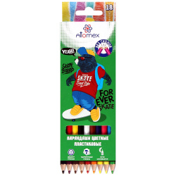 Карандаши цветные 18 цветов, пластик, шестигранный Be cool Attomex 5023610