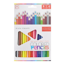Карандаши цветные пластиковые, 18 цветов, пластик, трехгранный, Bright Colors, BrunoVisconti, 30-0148