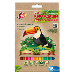 Карандаши цветные, 18 цветов, пластик, шестигранный, ZOO, Луч, 29С 1741-08