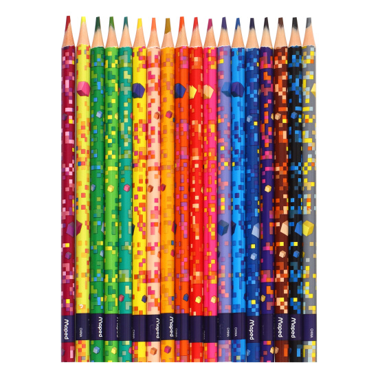 Карандаши цветные 18 цветов, пластик, трехгранный Pixel Party Maped 862205