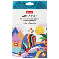 Карандаши цветные пластиковые, 18 цветов, пластик, шестигранный, Art-style, Hatber, CS_090102