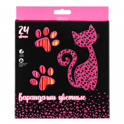 Карандаши цветные 24цв КОКОС ERGO Light Cat Leopard трехгранные 210733 европодвес картонная коробка