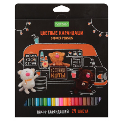 Карандаши цветные 24цв Hatber ECO Кофейные коты шестигранные CS_091074 европодвес картонная коробка