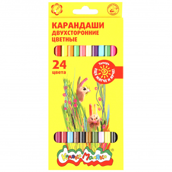 Карандаши цветные 24 цвета, дерево, шестигранный Каляка-Маляка КДКМ24
