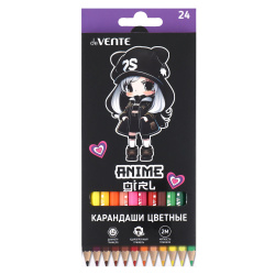 Карандаши цветные 24цв deVENTE Anime Girl шестигранные 5024412 европодвес картонная коробка